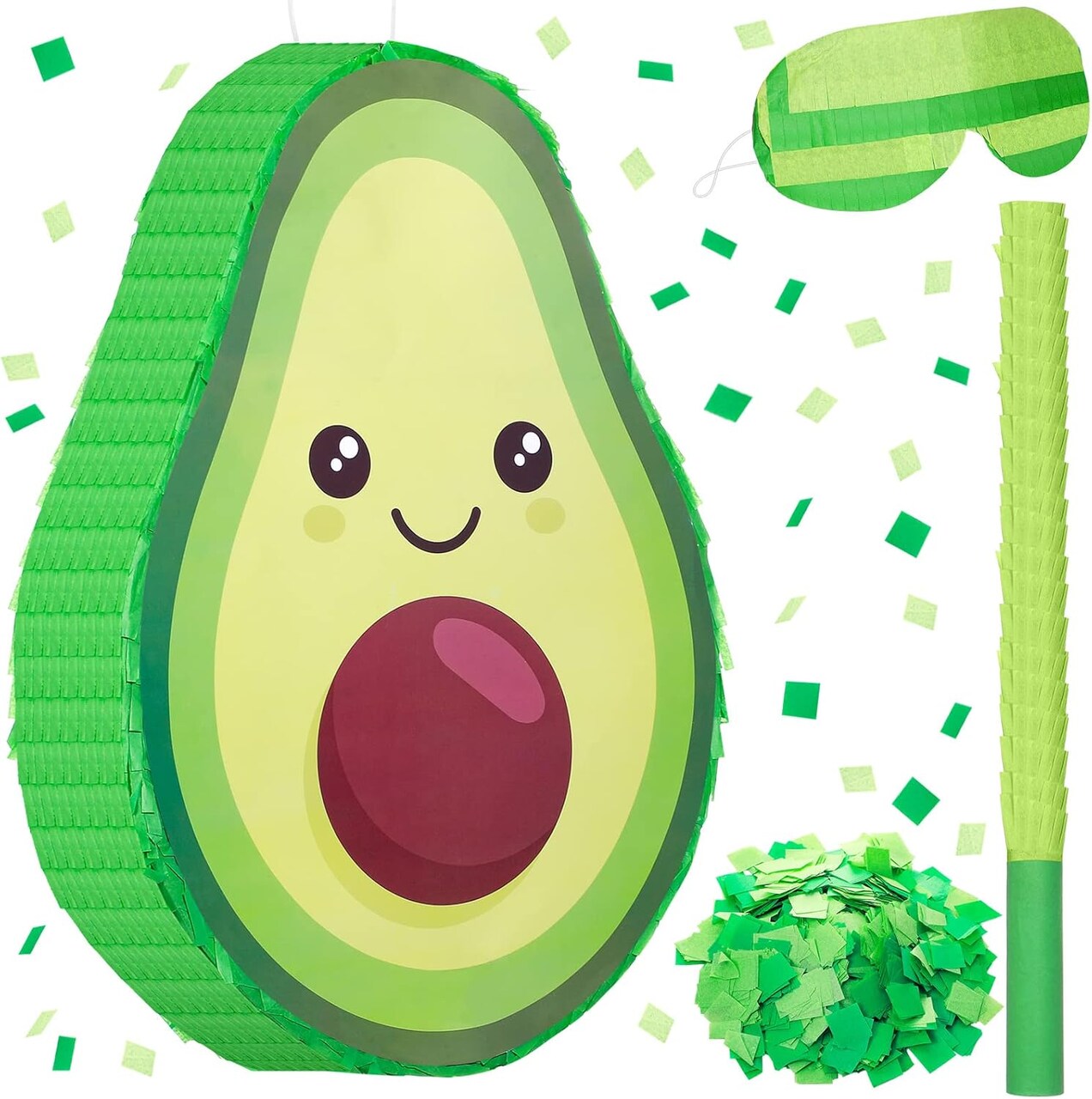 Avocado Piñata Decorations 16 x 11 x 3 Inch Fruit Avocado Piñata with Stick for Gender Reveal Party Baby Shower Birthday Party Fruit Theme Party Game Activity Decoration